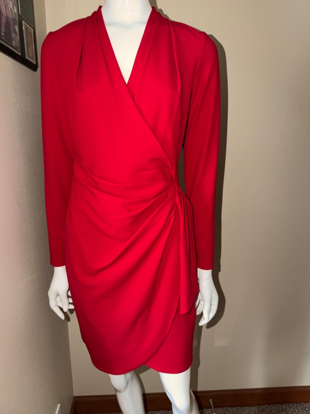 NWT, Red Long-Sleeve Wrap-Style Women's Dress, size 4